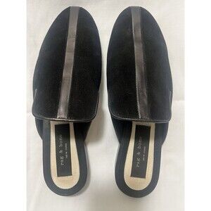 Rag & Bone Savoy Black Suede Leather Loafer Mules Slides Size 38 US 7.5 Italy
